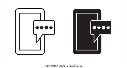 Ilustração de um smartphone mostrando uma notificação de senha. Design simples e limpo.