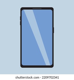 Illustration mit Smartphone. Smartphone. Flache Illustration. Blauer Hintergrund. Farbige Abbildung