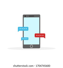 illustration of a smartphone flat design with a conversation chart