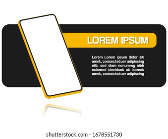 
Illustration of smartphone with front view for telephone commerce of networks and mobile technologies, with a design of contrasting colors
