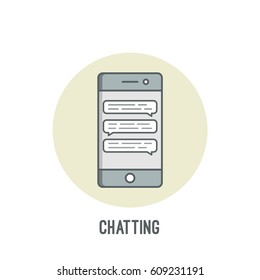 illustration of smartphone having conversation on chatting app
