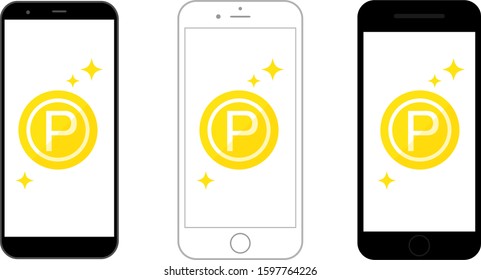 Illustration of smartphone with increasing points