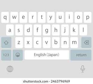 Illustration of a smartphone keyboard for English input-Alphabetic Input Mode (screen before the spacebar is displayed)