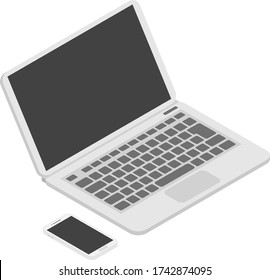 Illustration of smartphone and laptop, isometric