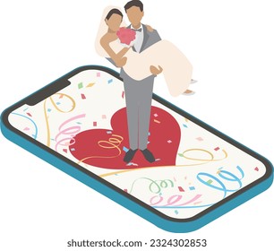Illustration of smartphone and marriage