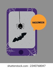 Ilustración de Smartphone con mensaje Halloween