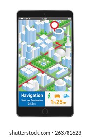 Illustration of smartphone navigation app