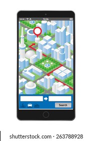 Illustration of smartphone navigation app