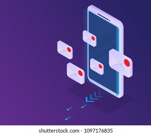 illustration of smartphone with new message email icon vector isometric