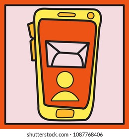 Illustration of Smartphone Notification Flat Icon