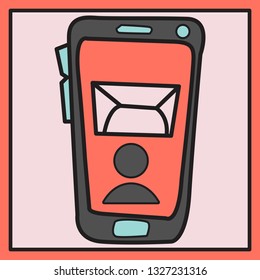 Illustration of Smartphone Notification Flat Icon