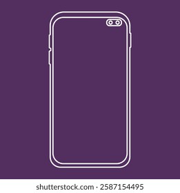 Illustration Smartphone Punch Hole Modern White Minimal Device Mockup Isolated Touchscreen Blank Display Screen Technology Gadget Concept Office App Flat Icon Wireless Cellphone Infographic Template