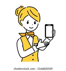 Illustration of a smartphone salesperson.
