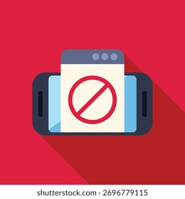 Illustration of a smartphone showing website with error symbol on screen for application or network problem