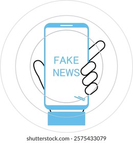 Illustration of smartphone spreading fake news