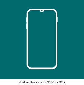 Illustration Smartphone Teardrop White Minimal Device Mockup Isolated Touchscreen Modern Blank Display Technology Gadget Concept Office App Flat Icon Wireless Cellphone Presentation Template