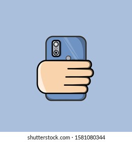 Illustration of smartphone user with shadow and lighting