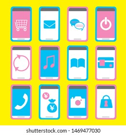 It is an illustration of the smartphone of various screens