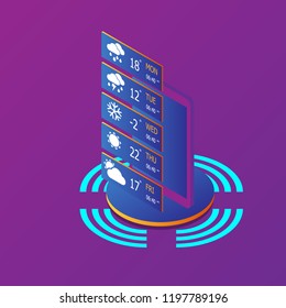 illustration of smartphone with weather application vector isometric