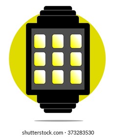 Illustration of smartwatch with green circle background