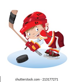 illustration of a smile boy hockey