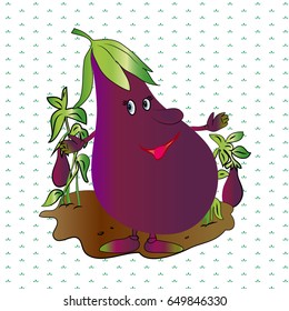 Illustration of a smile, cartoon characters eggplant vector
