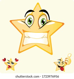 Illustration of Smile Star emoji Gradient Style. Stock Vector Icon. Light Background.