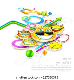 illustration of smiley with abstract shape background