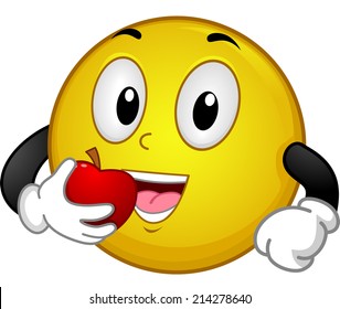 Illustration of a Smiley Eating an Apple