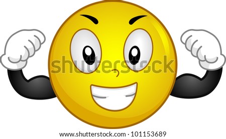 Illustration of a Smiley Flexing Its Muscles