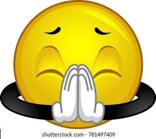 Illustration of a Smiley with Hands Together Gesturing Please
