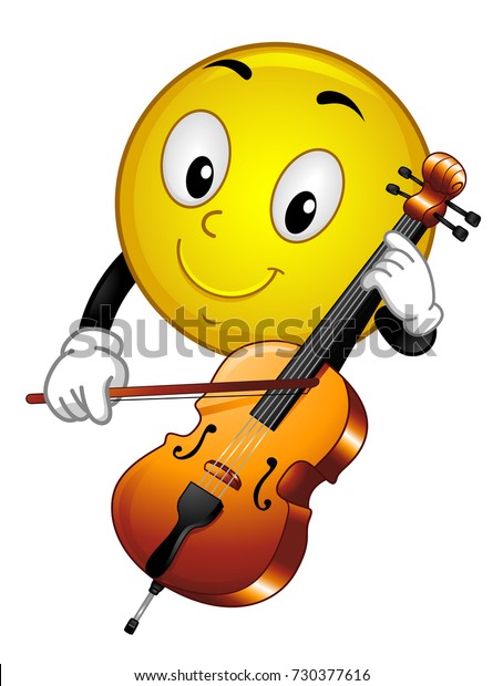 Illustration of a Smiley Mascot Playing a Musical Instrument  Cello