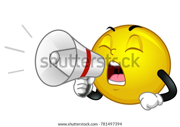 Illustration Smiley Mascot Shouting Holding Megaphone Stock Vector ...