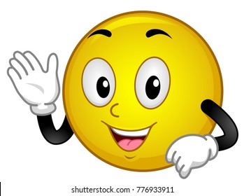 Illustration of a Smiley Mascot Smiling and Saluting with Right Hand ...