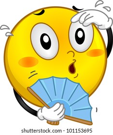 Illustration of a Smiley Trying to Cool Itself