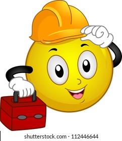 Illustration Smiley Wearing Hard Hat Carrying Stock Vector (Royalty ...