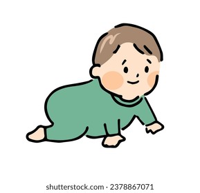 Illustration of a smiling baby crawling.