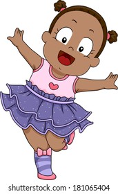 Illustration of a Smiling Baby Girl Wearing a Ballerina Costume