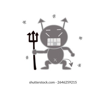 Ilustração de um Baikin sorridente de pé com uma lança