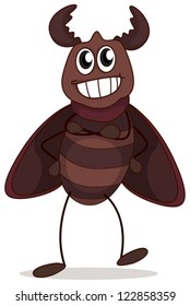 Ilustración de un escarabajo sonriente sobre un fondo blanco