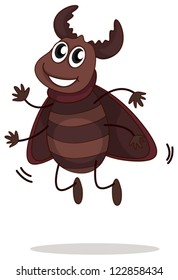 Ilustración de un escarabajo sonriente sobre un fondo blanco