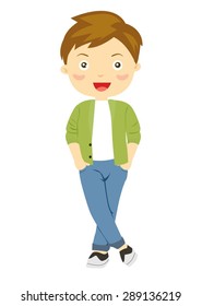 Illustration of a smiling boy on a white background