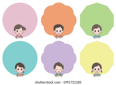 Illustration of smiling boys and girls frames