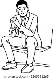 Illustration of smiling business man sitting