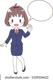 illustration of smiling business woman with markup balloon