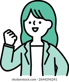 Ilustração de uma empresária sorridente posando com coragem