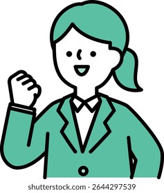 Ilustração de uma empresária sorridente posando com coragem