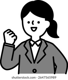 Illustration of a smiling businesswoman posing with guts