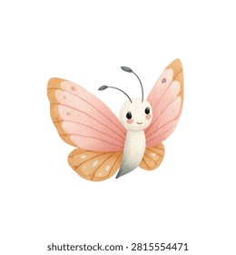 Illustration of a smiling butterfly character