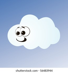 Illustration of smiling cartoon cloud.